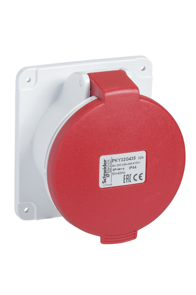 Schneider PKY32G435 Pratika 380-415V AC 5x32A 3P+N+E Trifaze IP44 Hızlı Bağlantılı Düz Makine Prizi