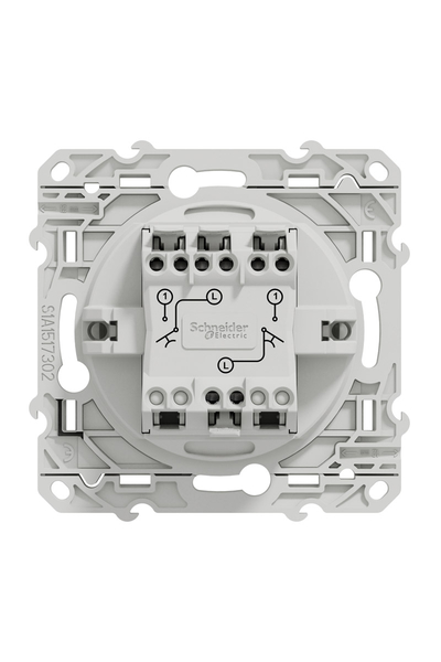 Schneider S520216 Odace 10A Beyaz 2li Liht Buton - Thumbnail