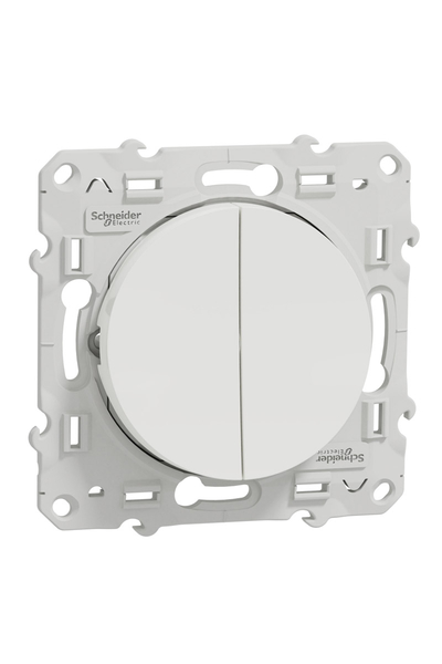 Schneider S520216 Odace 10A Beyaz 2li Liht Buton - Thumbnail