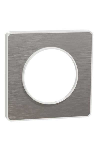 Schneider S520802J Odace Touch Metal Fırçalı Beyaz Kenarlı Alüminyum Tekli Anahtar Priz Çerçevesi