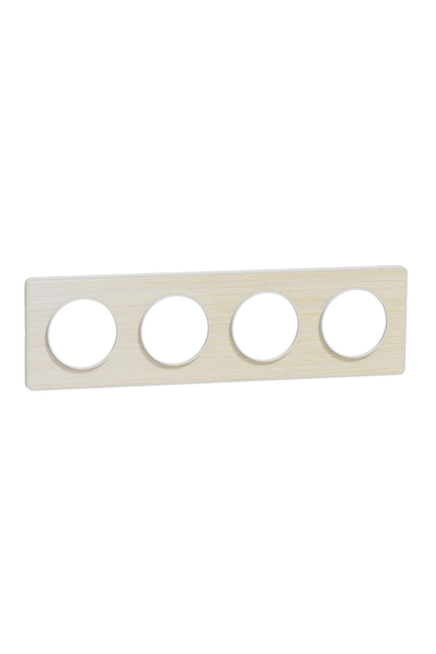 Schneider S520808M Odace Touch Beyaz Kenarlı Nordik Ahşap 4lü Anahtar Priz Çerçevesi