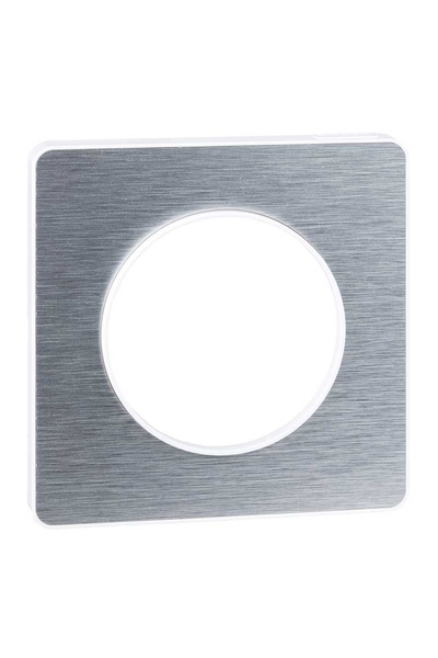 Schneider S52P802J Odace Touch Metal Fırçalanmış Alüminyum-Beyaz Kenarlı Tekli Kapak Çerçevesi
