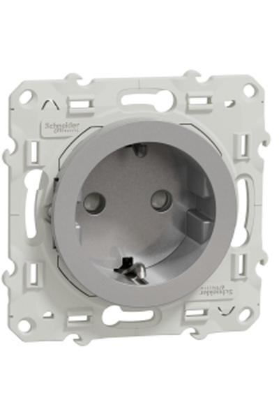 Schneider S530057 Odace Alüminyum Hızlı Bağlantılı Çocuk Korumalı Topraklı Priz - Thumbnail