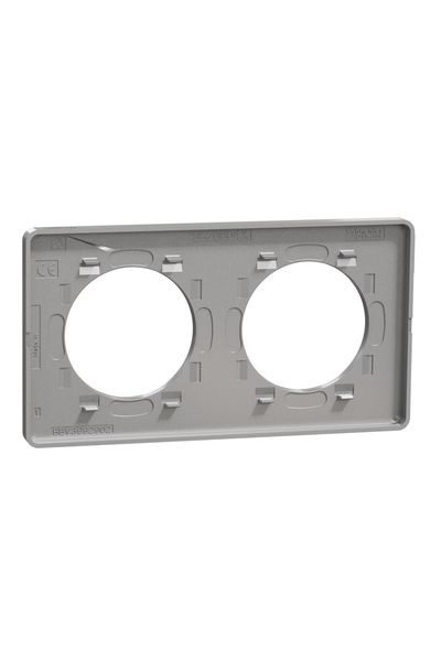 Schneider S530804J Odace Touch Metal Fırçalı Alüminyum Kenarlı Alüminyum 2li Anahtar Priz Çerçevesi - Thumbnail