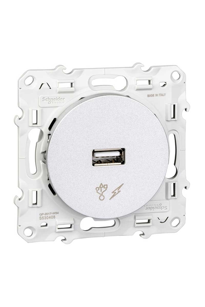 Schneider Electric - Schneider S53D408 Odace 5V DC Alüminyum Usb Şarj Cihazı