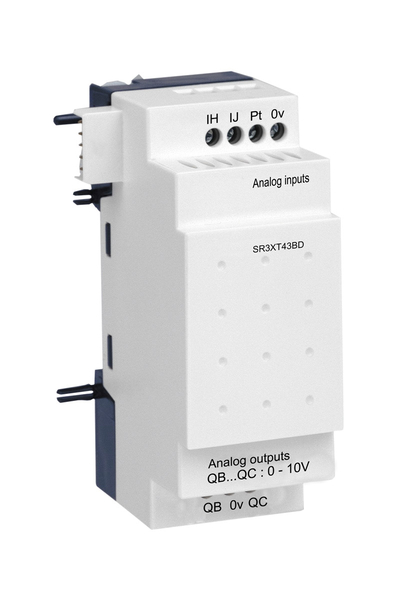 Schneider SR3XT43BD Zelio Logic için 24V DC 4 Giriş Çıkışlı Analog Giriş Çıkış Uzatma Modülü - Thumbnail