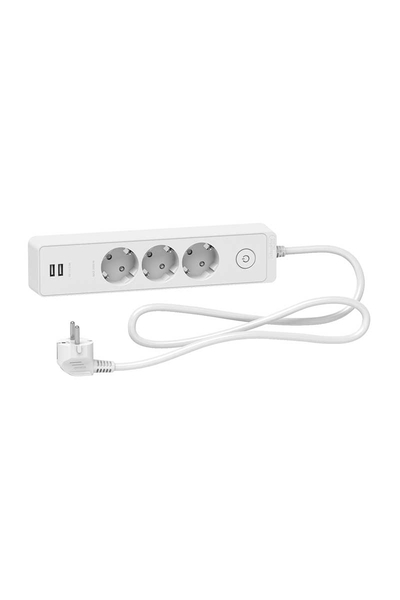 Schneider Electric - Schneider ST943U1W 1.5m Beyaz Topraklı 2 Usb Girişli 3lü Grup Priz