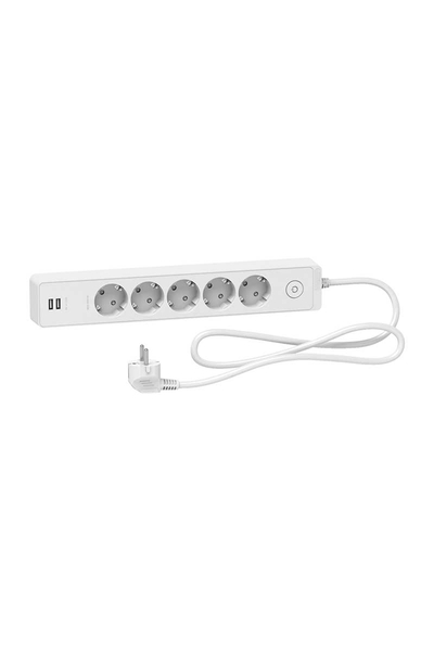 Schneider Electric - Schneider ST945U1W 1.5m Beyaz Beyaz 2 Usbli 5li Topraklı Grup Priz