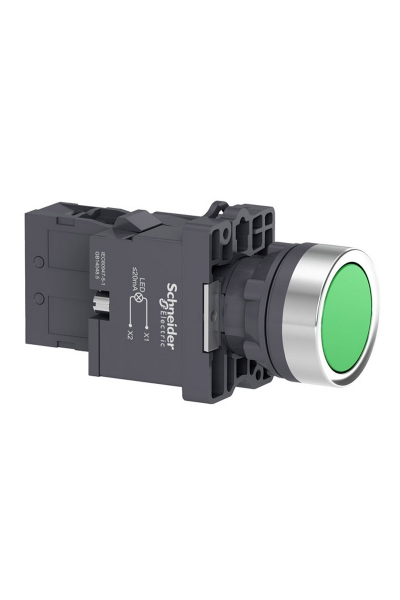 Schneider XA2-EW33M1 220VAC/DC Işıklı Yaylı Yeşil Buton