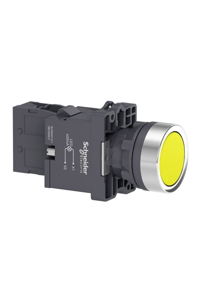 Schneider XA2-EW35M1 220VAC/DC Işıklı Yaylı Sarı Buton Schneider XA2-EW35M1 220VAC/DC Işıklı Yaylı Sarı Buton