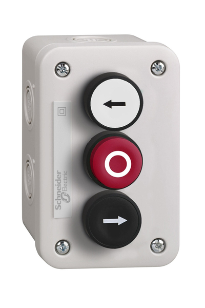 Schneider Electric - Schneider XALE3251 Beyaz Sol Ok-Siyah Sağ Ok ve Kırmızı O İşaret Butonlu Kontrol İstasyonu