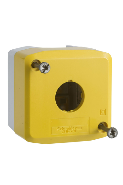 Schneider Electric - Schneider XALK01H7 Tek Delikli Açık Gri Tabanlı Sarı Boş Kontrol istasyonu