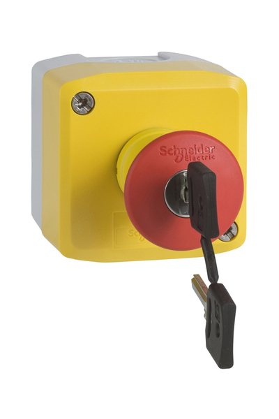Schneider Electric - Schneider XALK188E40mm 1NA+1NK Anahtarlı Kırmızı Mantar Buton Sarı Kumanda Kutusu