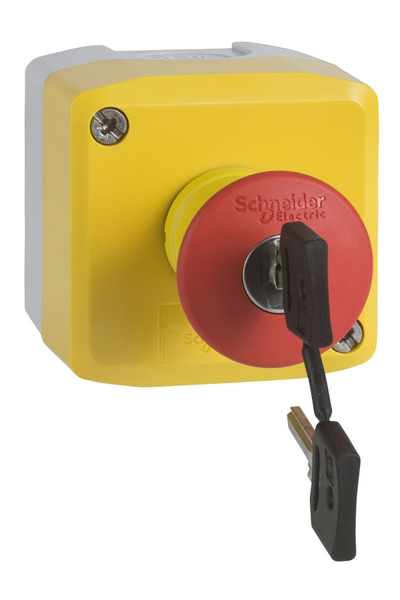 Schneider XALK188G40mm 1NA+2NK Anahtarlı Kırmızı Mantar Buton Sarı Kumanda Kutusu - Thumbnail