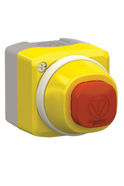 Schneider Electric - Schneider XALK84W3BE Harmony Xald/Xalk Plastik Sarı Işıklı Acil Stop Butonlu Çevir-Bırak Kontrol İstasyonu