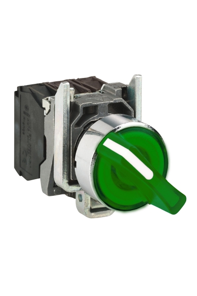 Schneider XB4-BK133B5 Işıklı Yeşil Mandal Buton - Thumbnail