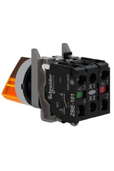 Schneider XB4BK125G5 120V 1NA+1NK 22mm 2 Konumlu Sabit Turuncu Işıklı Mandal Buton - Thumbnail