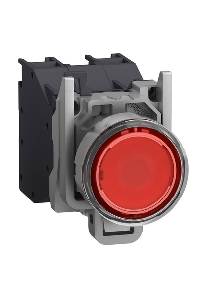 Schneider XB4BP483BM5GEX Harmony XB4 24-254VAC/DC Sıva Altı Yay Dönüşlü Metal Kırmızı Komple Aydınlatmalı Basmalı Buton