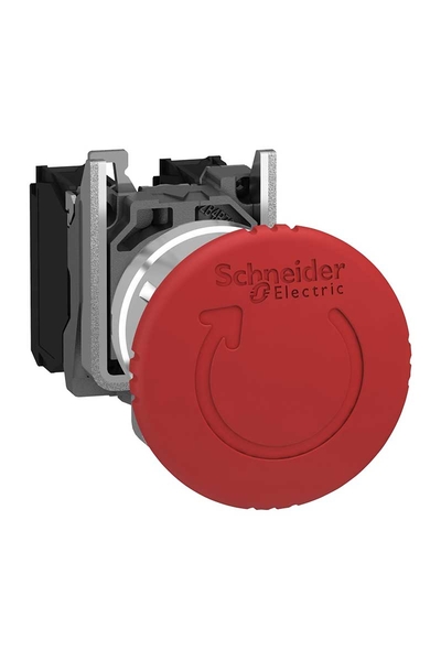 Schneider XB4BS8445EX Harmony Xb4 22mm 1NA+1NK Metal Mandallı Çevir-Bırak 40mm Kırmızı Mantar Kafalı Acil Stop Buton Başlığı