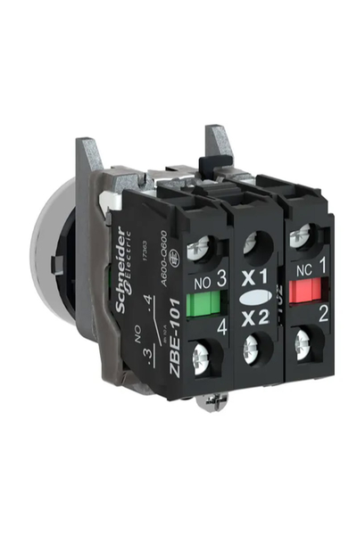 Schneider XB4BW31M5 22mm 220-240V 1NA+1NK Yaylı Dönüşlü Beyaz Işıklı Buton - Thumbnail