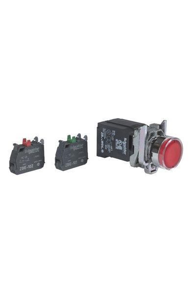 Schneider XB4BW3435 1NA+1NK 110-120V Kırmızı Sıva Altı Eksiksiz Yaylı Dönüş Işıklı Buton