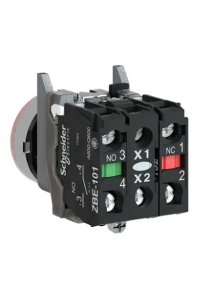 Schneider XB4BW34G5 1NA+1NK 110-120V Kırmızı Sıva Altı Eksiksiz Yaylı Dönüş Işıklı Buton - Thumbnail
