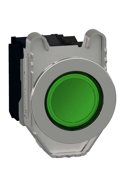 Schneider XB4FW33M5 230VAC 1NA+1NK Yeşil Gömülü Işıklı Yaylı Ledli Kumanda Butonu