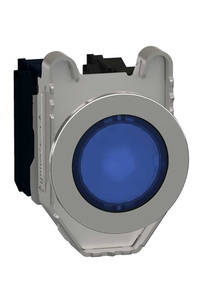 Schneider XB4FW36B5 24VAC/DC 1NA+1NK Mavi Gömülü Işıklı Yaylı Ledli Kumanda Butonu