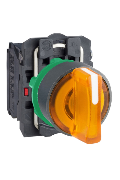 Schneider XB5AK135B5 24V 22mm 1NA+1NK 3 Konumlu Sabit Turuncu Işıklı Mandal Buton - Thumbnail