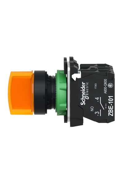 Schneider XB5AK135M5 230V 22mm 1NA+1NK 3 Konumlu Sabit Turuncu Işıklı Mandal Buton - Thumbnail