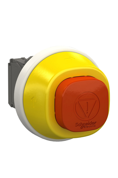 Schneider Electric - Schneider XB5AS84W3B41 Harmony Xb5 24V AC/DC 22mm 1Na+2Nk Plastik Beyaz/Kırmızı Ledli Mandallı Çevir-Bırak Aydınlatmalı Acil Stop Butonu