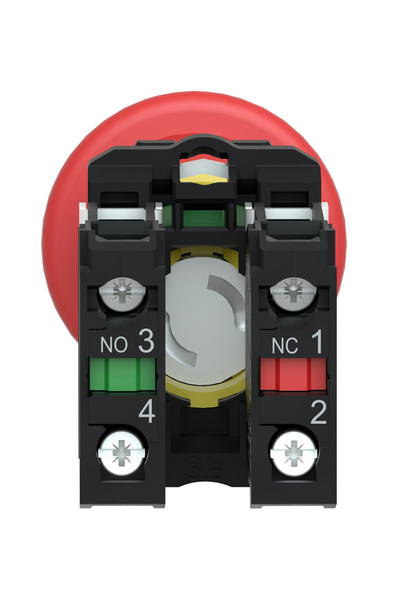 Schneider XB5AT845 1NA+1NK İtme-Çekme Kırmızı Acil Durdurma Butonu - Thumbnail