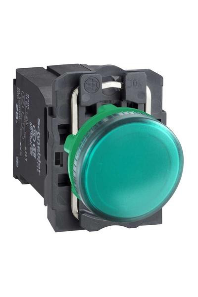 Schneider Electric - Schneider XB5AV43 22mm 220-240V Düz Lensli Ba9S Ampullü Yeşil Pilot Işığı