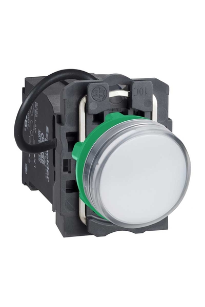 Schneider Electric - Schneider XB5AV5B1 Harmony Xb5 400V AC 22mm Plastik Entegre Ledli Düz Lensli Beyaz Pilot Işığı