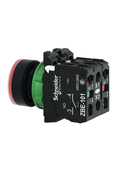 Schneider XB5AW34G5 1NA+1NK 110-120V Kırmızı Sıva Altı Eksiksiz Yaylı Dönüş Işıklı Buton - Thumbnail