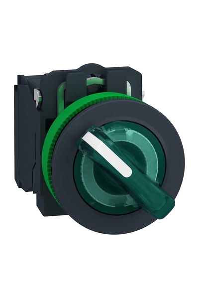 Schneider XB5FK123B5 24VAC/DC 1NA+1NK Yeşil Gömülü Işıklı Mandallı Ledli Kumanda Butonu