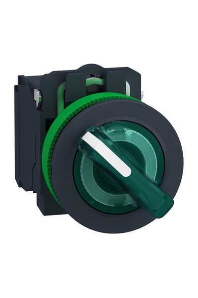 Schneider XB5FK123M5 230VAC 1NA+1NK Yeşil Gömülü Işıklı Mandallı Ledli Kumanda Butonu
