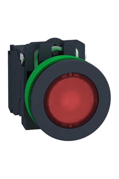 Schneider XB5FW34B5 24VAC/DC 1NA+1NK Kırmızı Gömülü Işıklı Yaylı Ledli Kumanda Butonu
