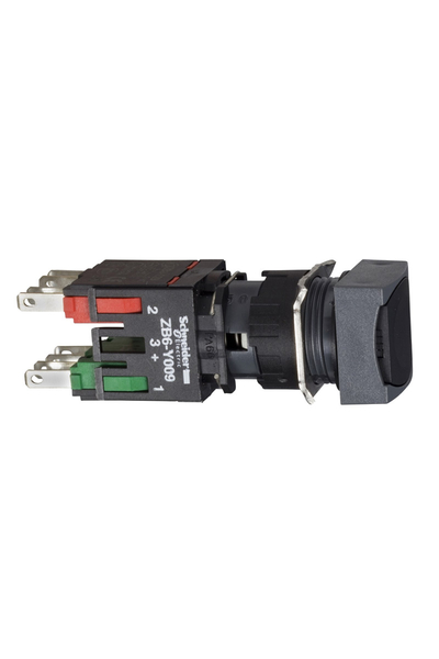 Schneider XB6CA25B 16mm 1NA+1NK Yaylı Dönüşlü İşaretsiz Kare Siyah Sıva Altı Eksiksiz Buton