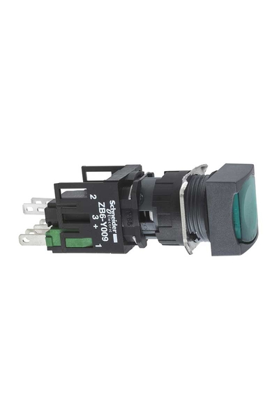 Schneider XB6CW3B5B 1NA+1NK 12-24V Sıva Altı Yaylı Dönüş Kare Yeşil Işıklı Buton