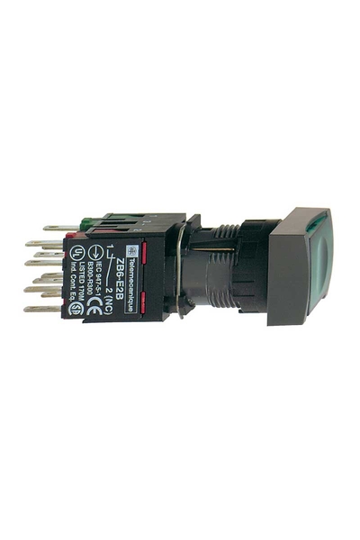 Schneider XB6DW3B5B 1NA+1NK 12-24V Sıva Altı Yaylı Dönüş Dikdörtgen Yeşil Işıklı Buton