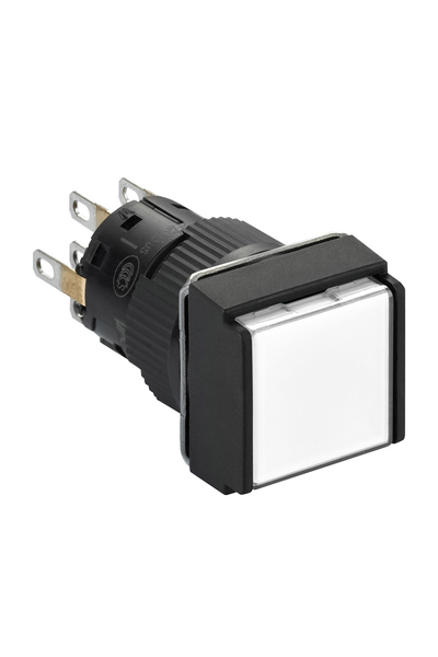Schneider XB6ECF1B2P 16mm 24V 2K/A İtme-İtme Kare Sıva Altı Beyaz Monolit Işıklı Buton Başlığı