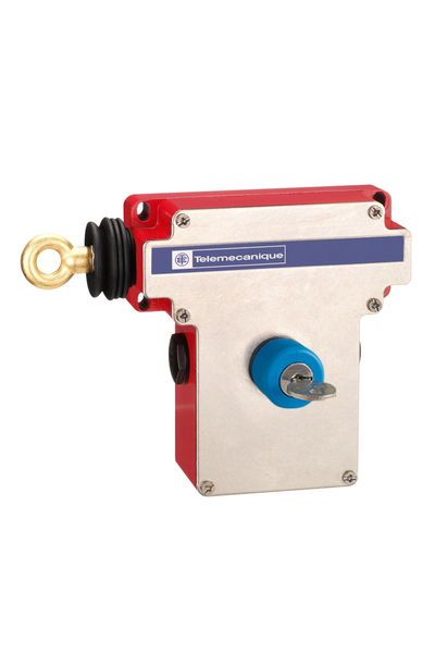 Telemecanique Sensors XY2CE2A450 Xy2Ce 1NK+1NA Sol Yönlü Anahtarlı Mandallı Acil Stoplu İpli Çekme Anahtarı