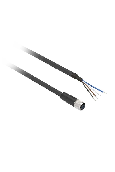 Telemecanique Sensors XZCP0941L2 4 Pim Pur 2m Düz Dişi M8 Ön Kablolu Konnektör