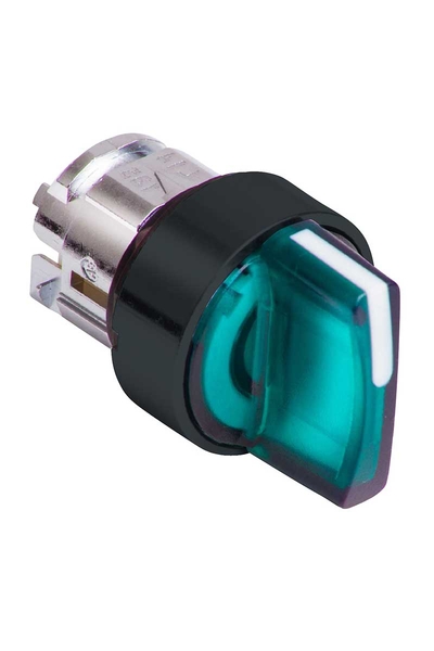 Schneider ZB4BK15337 3 Konumlu Yaylı Dönüş Yeşil Işıklı Mandal Buton Başlığı