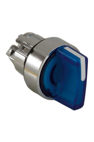 Schneider ZB4BK1863 3 Konumlu Yaylı Dönüş Mavi Işıklı Mandal Buton Başlığı