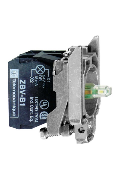 Schneider Electric - Schneider ZB4BW0G45 110-120V 1NA+1NK Entegre Ledli Gövde Sabitleme Bilezikli Kırmızı Işık Bloğu