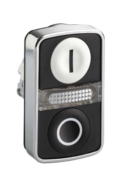 Schneider ZB4BW7A1721 22mm Beyaz I /Siyah O işaretli Sıva Altı Çift Başlıklı Işıklı Buton Kafası