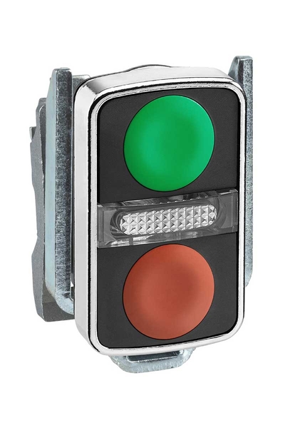 Schneider ZB4BW7A3740 22mm Sıva Altı Kırmızı Düz/Yeşil Düz Pilot Işıklı Çift Başlıklı Buton Başlığı