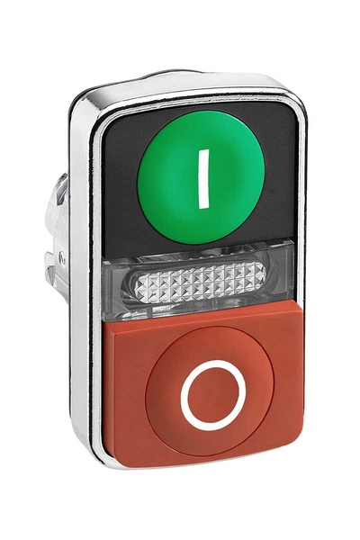 Schneider ZB4BW7L3741 Sıva Altı Yeşil I Kırmızı O İşaretli Pilot Işıklı Buton Başlığı